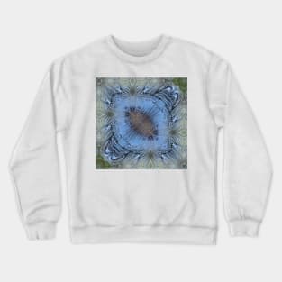 SQUARE DESİGN OF SHADES OF SKY BLUE 2. A textured floral fantasy pattern and design Crewneck Sweatshirt